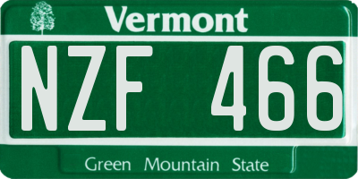 VT license plate NZF466