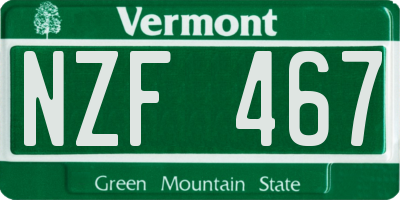 VT license plate NZF467