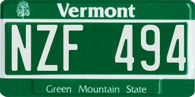 VT license plate NZF494