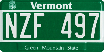 VT license plate NZF497