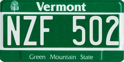 VT license plate NZF502