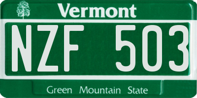 VT license plate NZF503