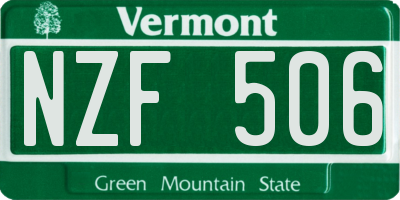 VT license plate NZF506