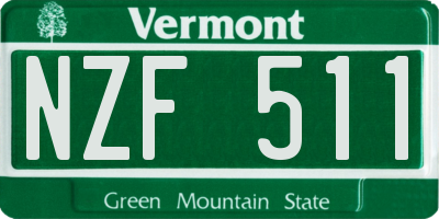 VT license plate NZF511