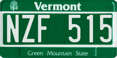 VT license plate NZF515