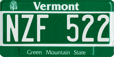 VT license plate NZF522