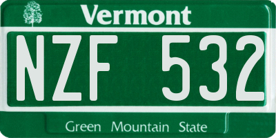 VT license plate NZF532