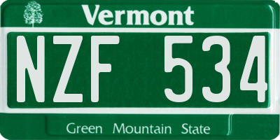 VT license plate NZF534