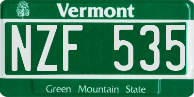 VT license plate NZF535