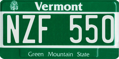 VT license plate NZF550