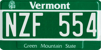 VT license plate NZF554