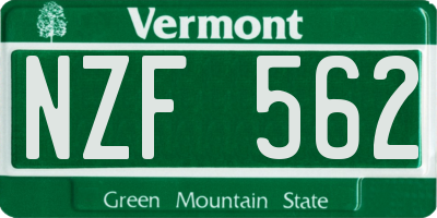 VT license plate NZF562