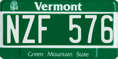 VT license plate NZF576