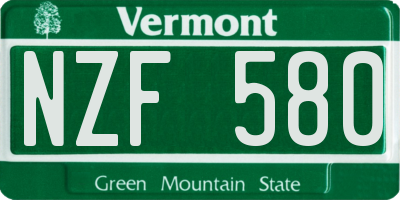 VT license plate NZF580