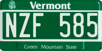 VT license plate NZF585