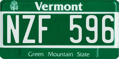 VT license plate NZF596