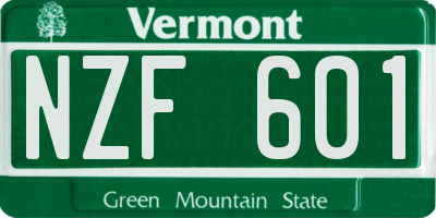 VT license plate NZF601