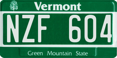 VT license plate NZF604