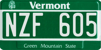 VT license plate NZF605