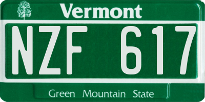 VT license plate NZF617