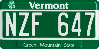 VT license plate NZF647