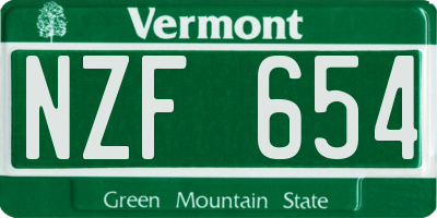 VT license plate NZF654