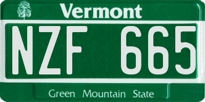 VT license plate NZF665