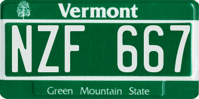 VT license plate NZF667