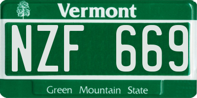 VT license plate NZF669