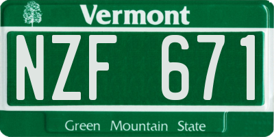 VT license plate NZF671