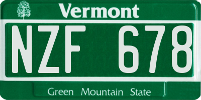 VT license plate NZF678