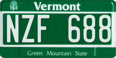 VT license plate NZF688