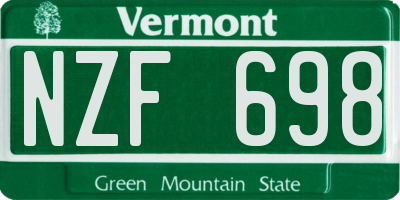 VT license plate NZF698