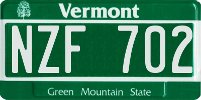 VT license plate NZF702