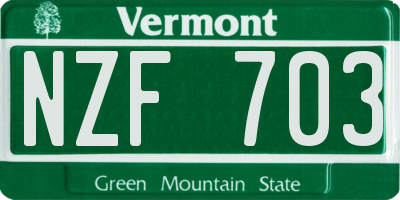 VT license plate NZF703