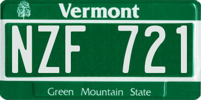 VT license plate NZF721