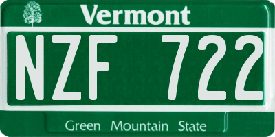 VT license plate NZF722