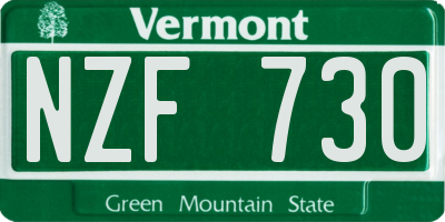 VT license plate NZF730