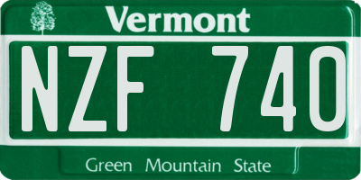 VT license plate NZF740