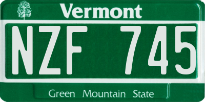 VT license plate NZF745