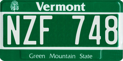 VT license plate NZF748