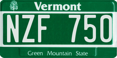 VT license plate NZF750