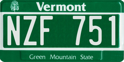 VT license plate NZF751