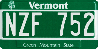 VT license plate NZF752
