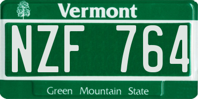 VT license plate NZF764