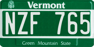 VT license plate NZF765