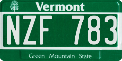 VT license plate NZF783