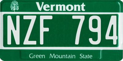 VT license plate NZF794