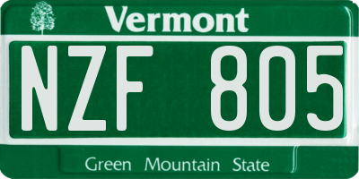 VT license plate NZF805