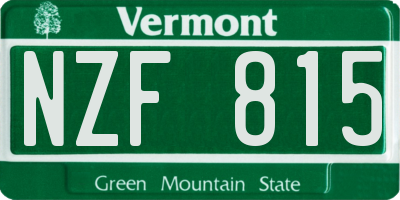 VT license plate NZF815